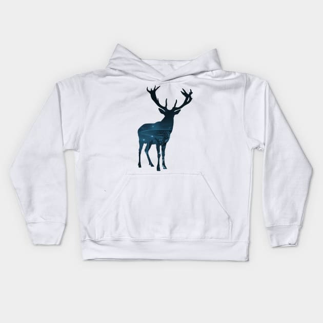 Space Inside deer Kids Hoodie by styleandlife